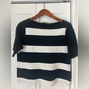Women’s Ralph‎ Lauren classic black and white stripe short sleeve shirt size PL.